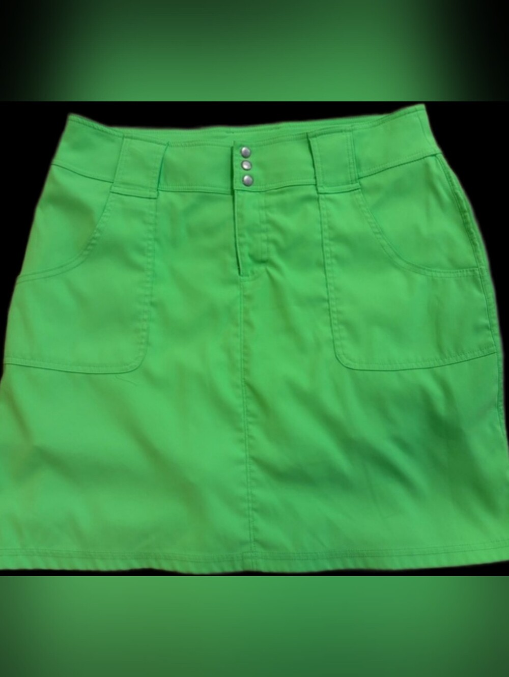 Jofit belted skort w/attached shorties.  Bright lime green. 4 pockets. Size 12.